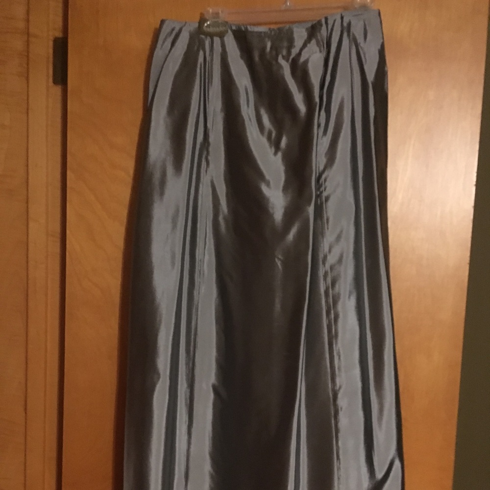 Silver Metallic Floor Length A-Line Skirt